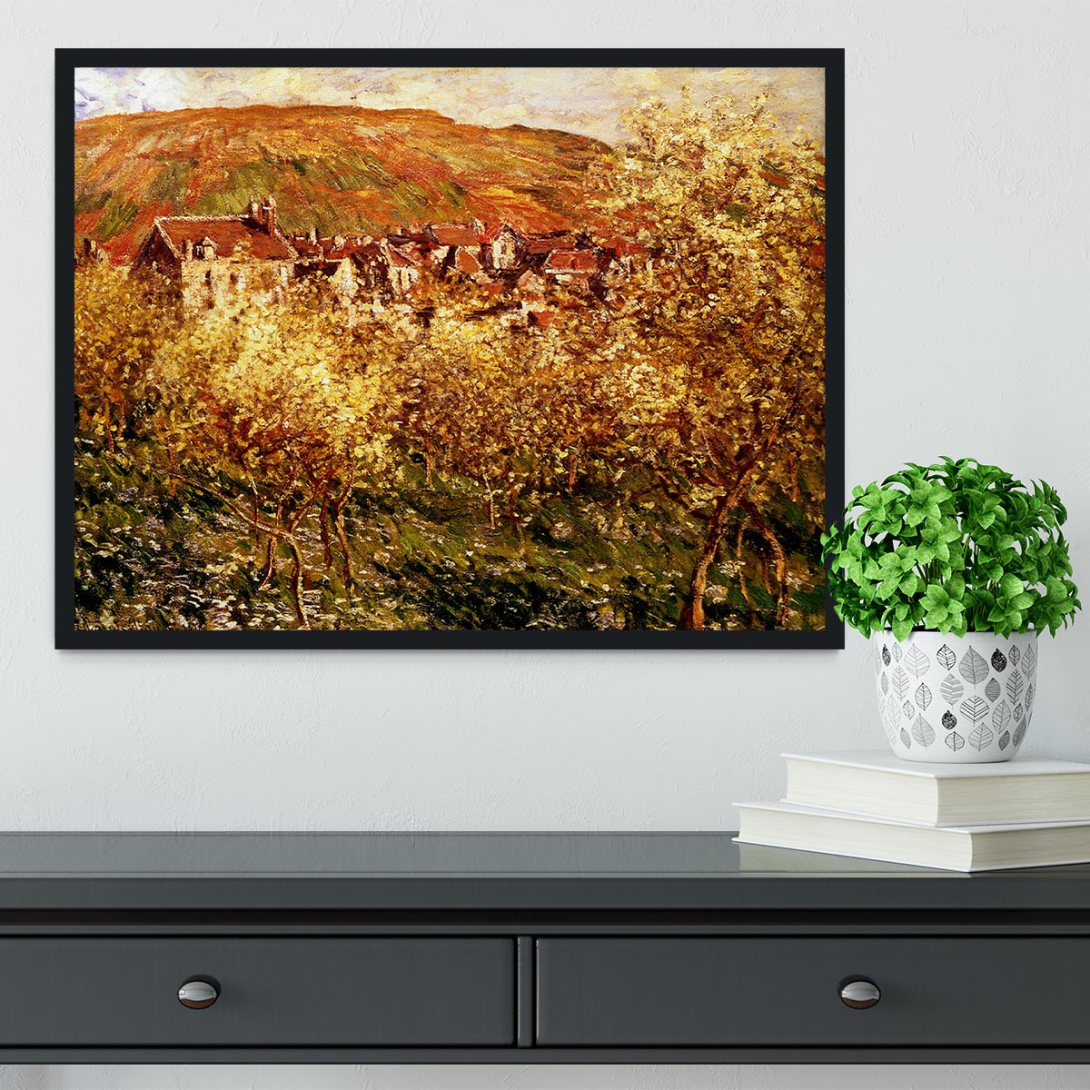 Apple Trees In Blossom by Monet Framed Print - Canvas Art Rocks - 2