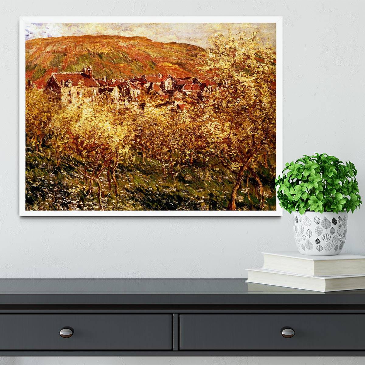 Apple Trees In Blossom by Monet Framed Print - Canvas Art Rocks -6