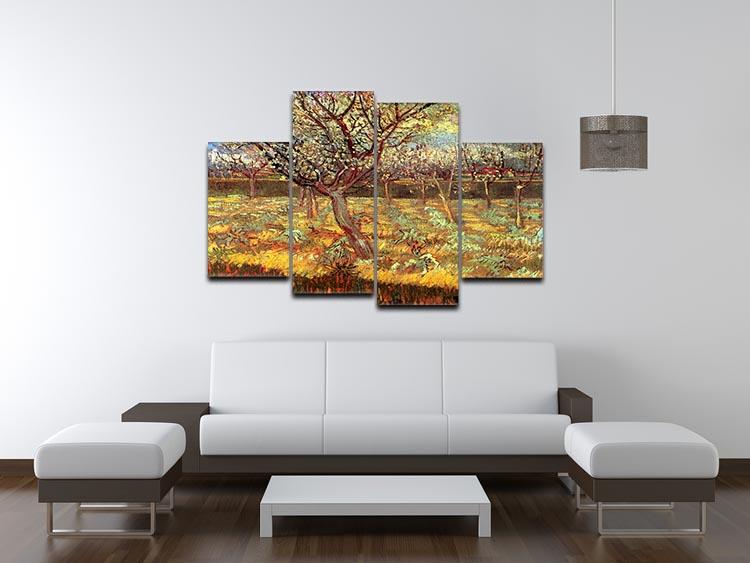 Apricot Trees in Blossom by Van Gogh 4 Split Panel Canvas - Canvas Art Rocks - 3