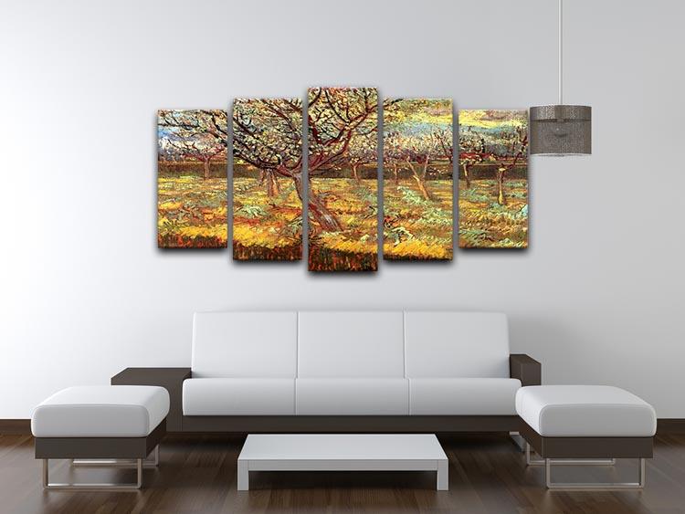 Apricot Trees in Blossom by Van Gogh 5 Split Panel Canvas - Canvas Art Rocks - 3