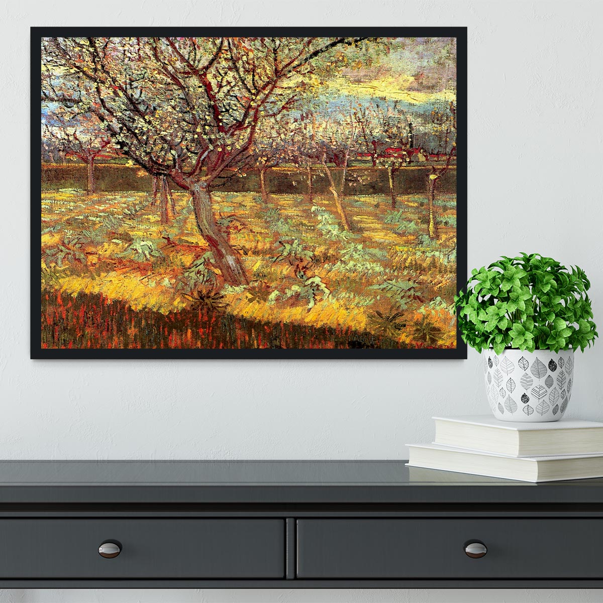 Apricot Trees in Blossom by Van Gogh Framed Print - Canvas Art Rocks - 2