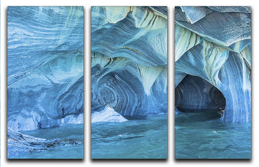 Aqua Marble Landscape 3 Split Panel Canvas Print - Canvas Art Rocks - 1