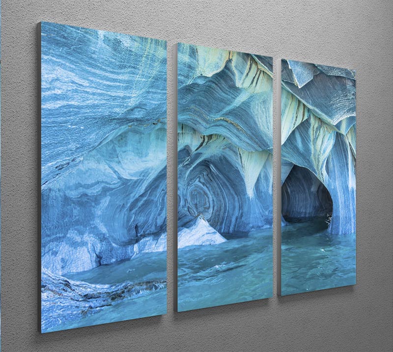 Aqua Marble Landscape 3 Split Panel Canvas Print - Canvas Art Rocks - 2