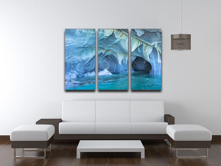 Aqua Marble Landscape 3 Split Panel Canvas Print - Canvas Art Rocks - 3