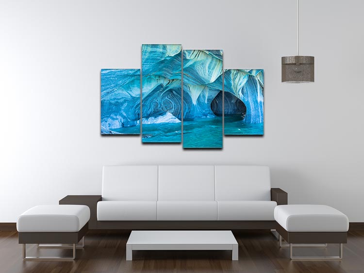 Aqua Marble Landscape 4 Split Panel Canvas - Canvas Art Rocks - 3