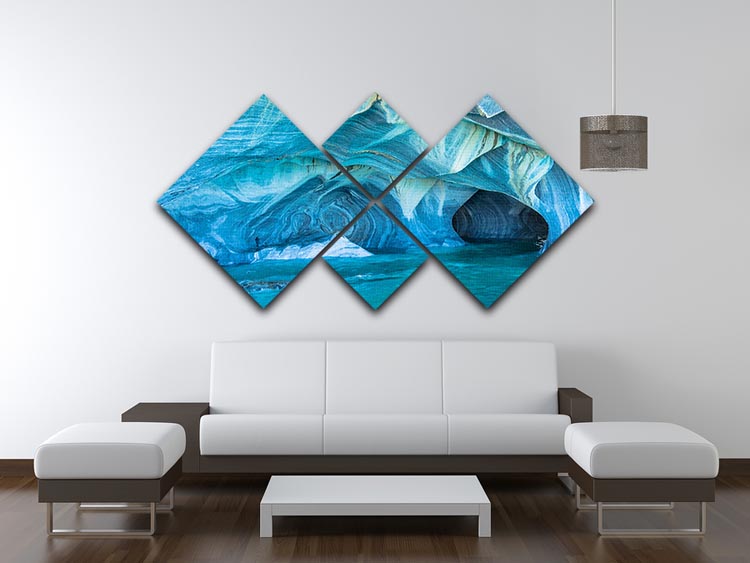 Aqua Marble Landscape 4 Square Multi Panel Canvas - Canvas Art Rocks - 3