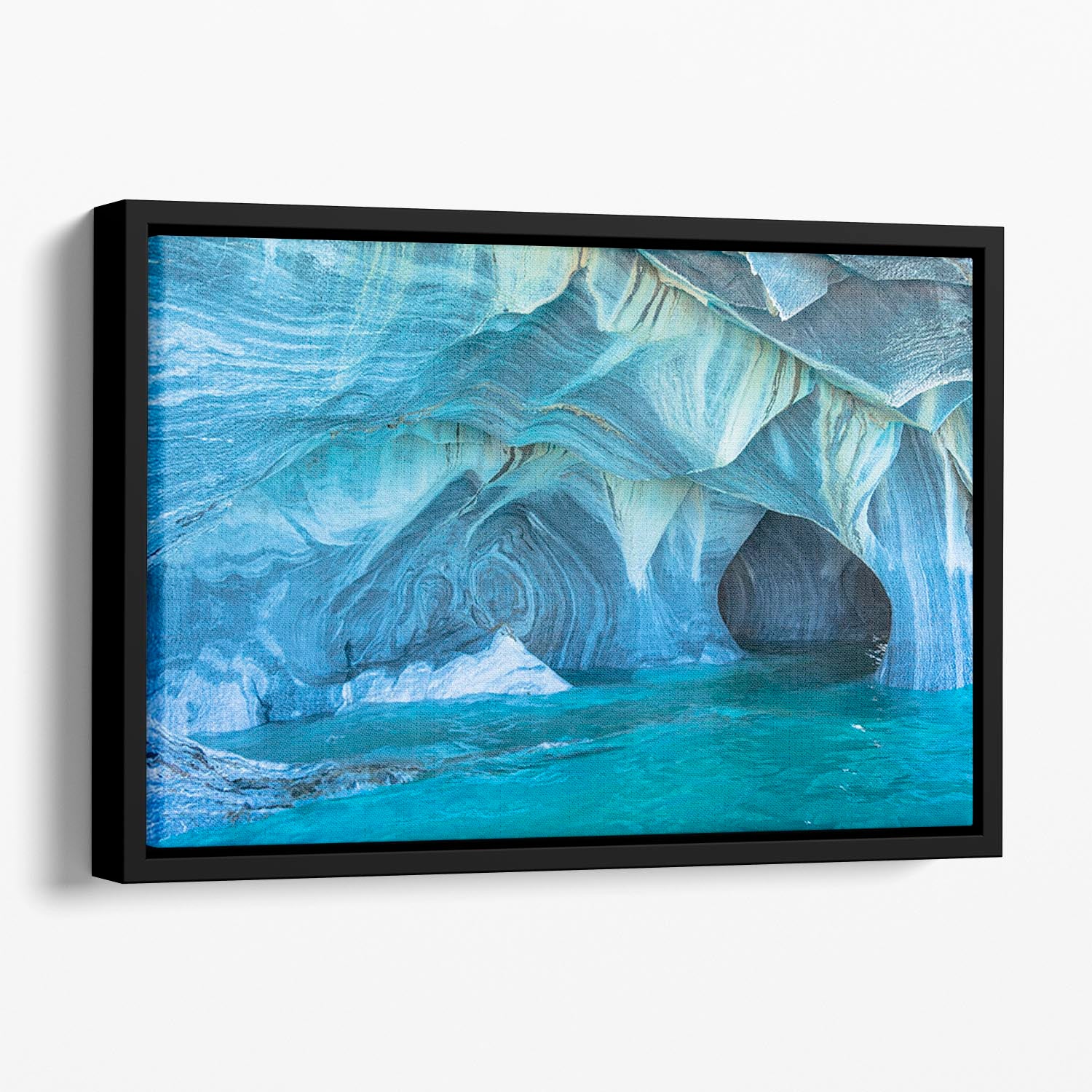 Aqua Marble Landscape Floating Framed Canvas - Canvas Art Rocks - 1