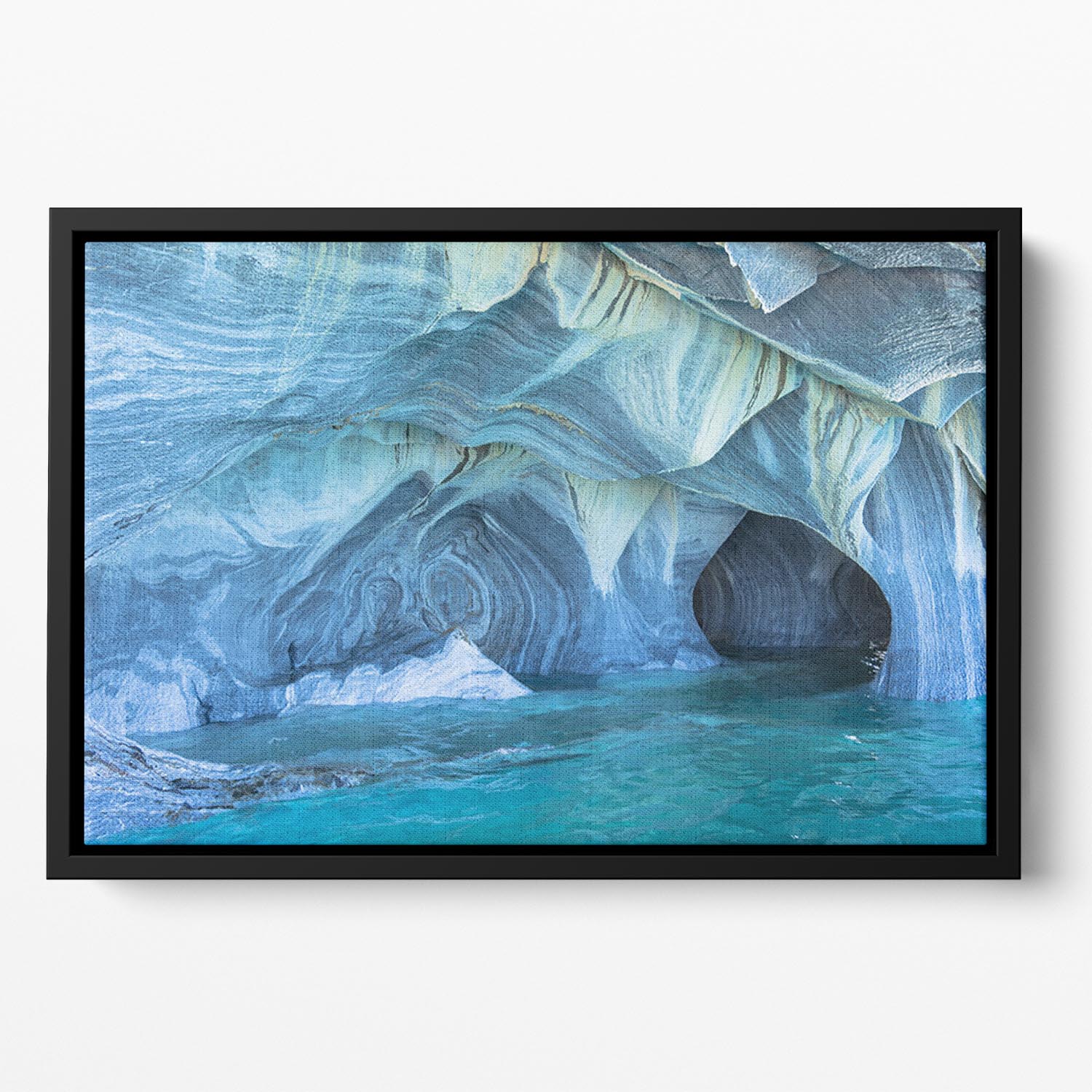 Aqua Marble Landscape Floating Framed Canvas - Canvas Art Rocks - 2