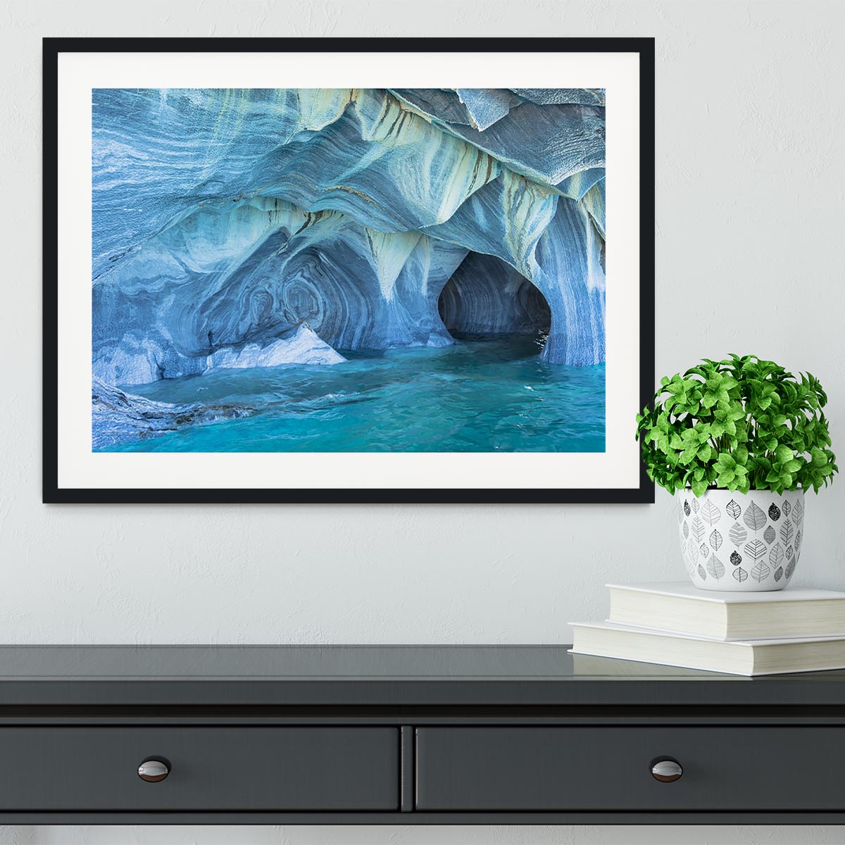 Aqua Marble Landscape Framed Print - Canvas Art Rocks - 1