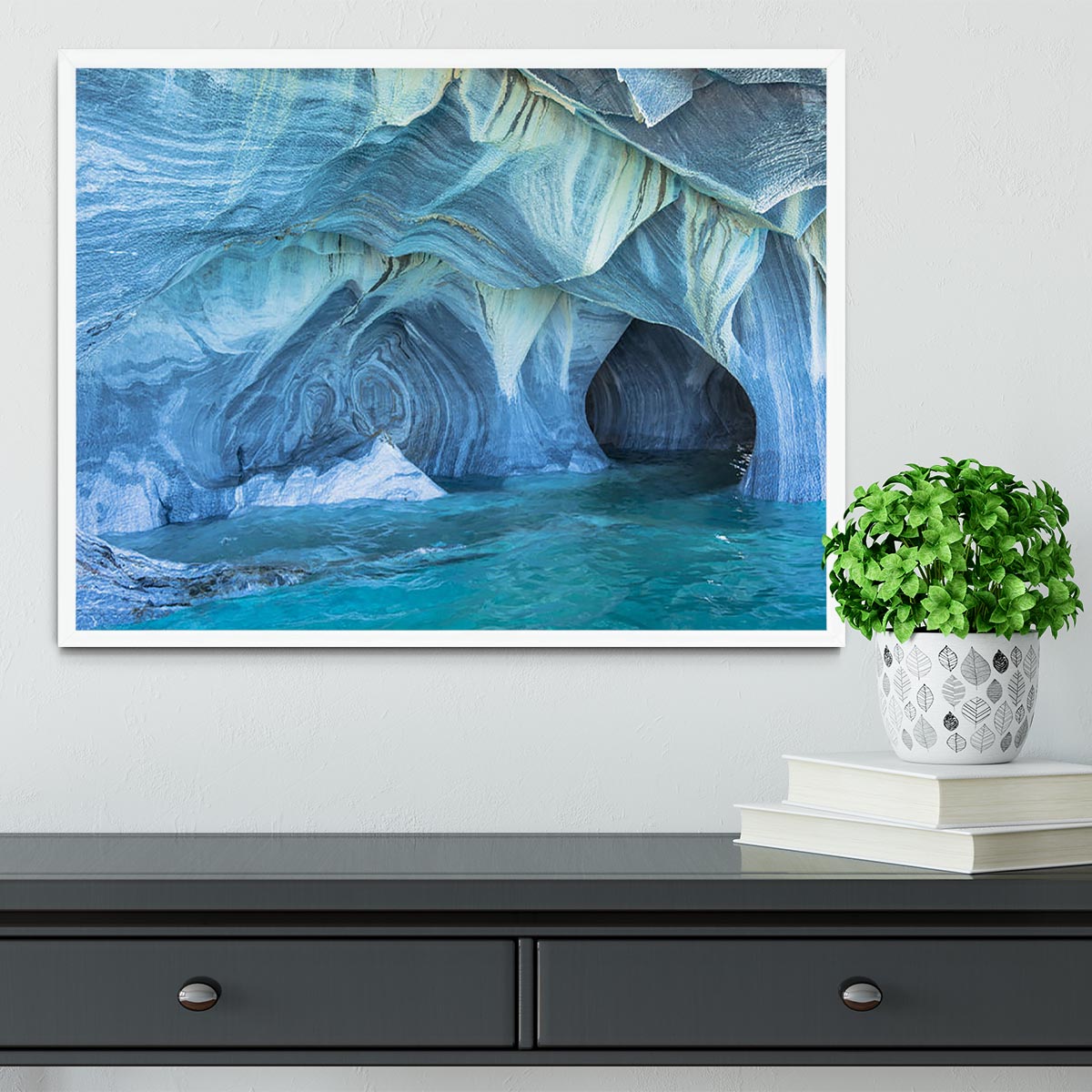 Aqua Marble Landscape Framed Print - Canvas Art Rocks -6