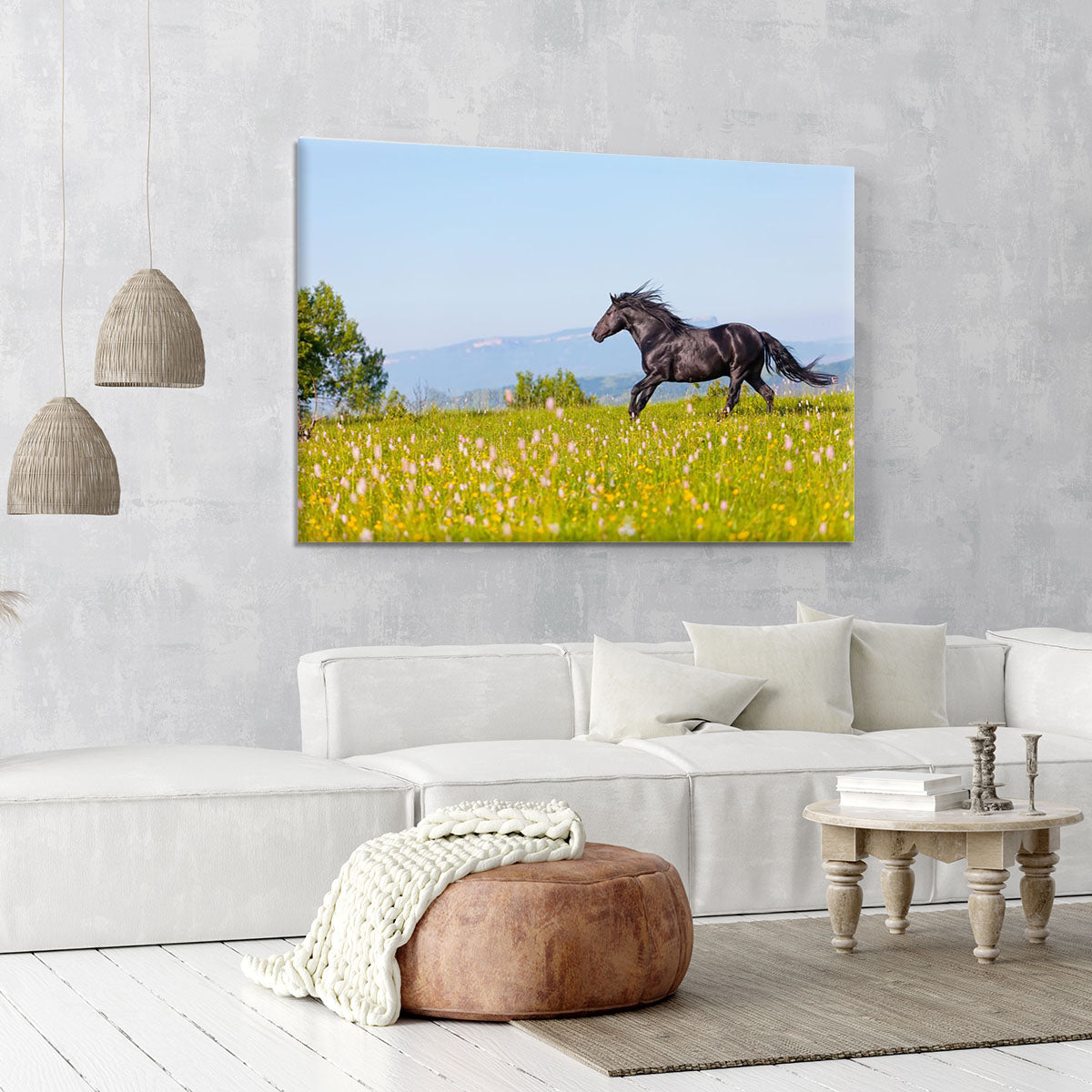 Arab racer runs on a green summer meadow Canvas Print or Poster - Canvas Art Rocks - 6