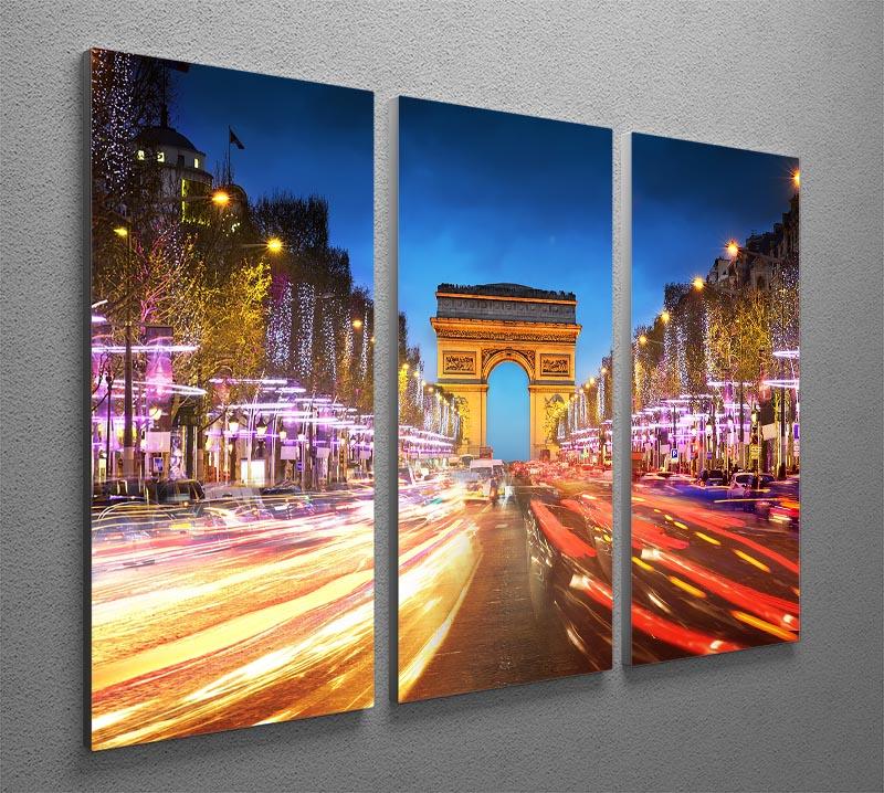 Arc de triomphe Paris city at sunset 3 Split Panel Canvas Print - Canvas Art Rocks - 2