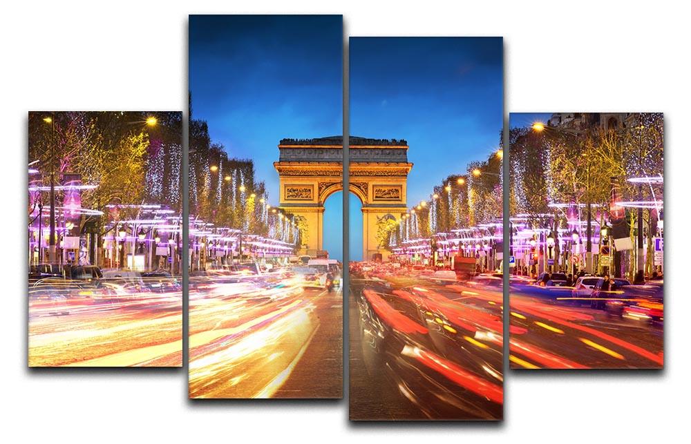 Arc de triomphe Paris city at sunset 4 Split Panel Canvas  - Canvas Art Rocks - 1