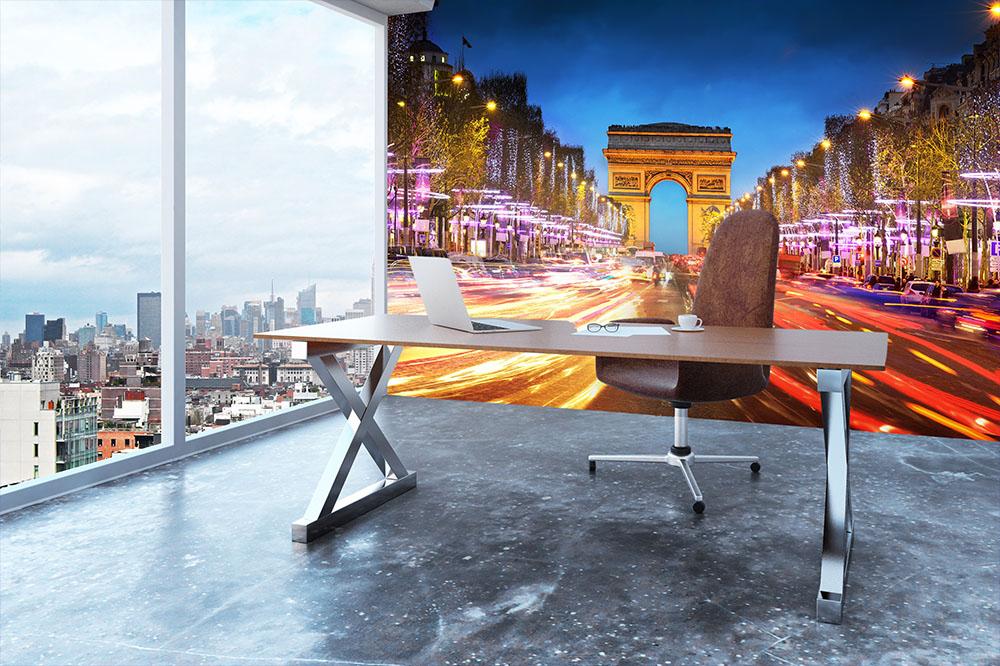 Arc de triomphe Paris city at sunset Wall Mural Wallpaper - Canvas Art Rocks - 3