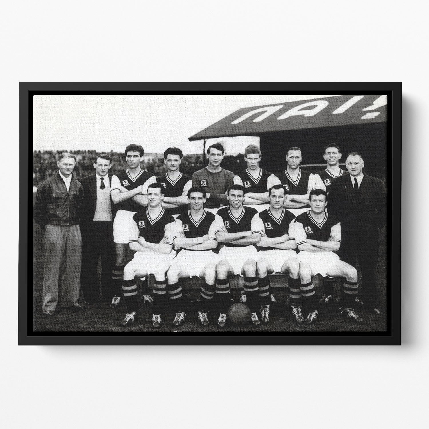 Aston Villa Football Club Team Photo 1957 Floating Framed Canvas - Canvas Art Rocks - 2