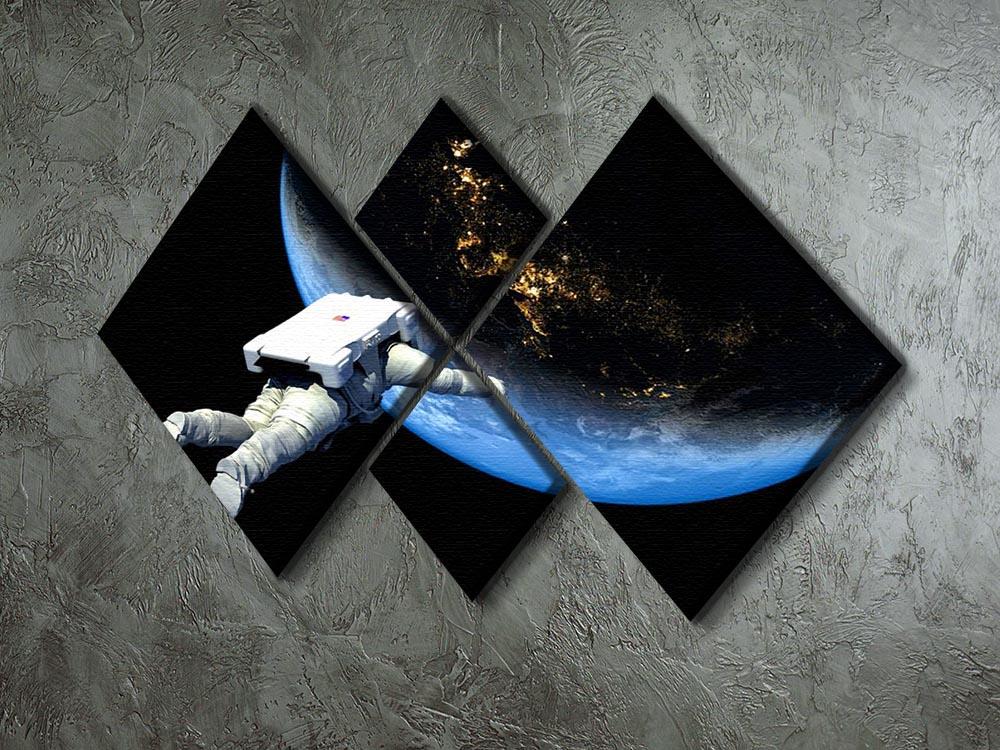 Astronaut Floating to Earth 4 Square Multi Panel Canvas - Canvas Art Rocks - 2