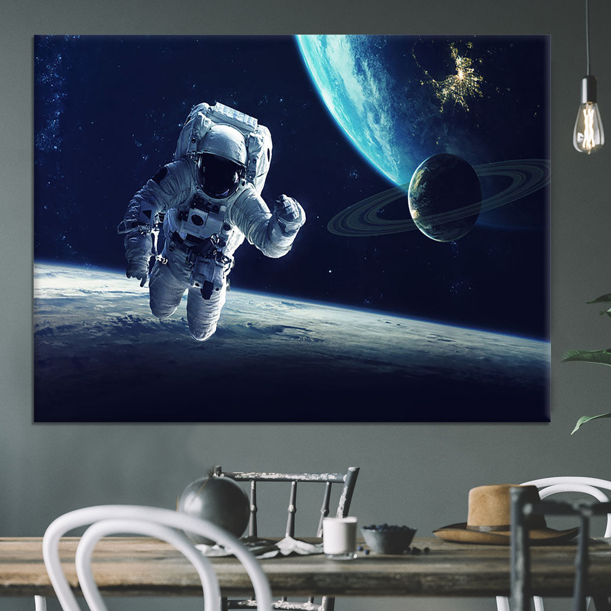 Astronaut at spacewalk Canvas Print or Poster - Canvas Art Rocks - 3