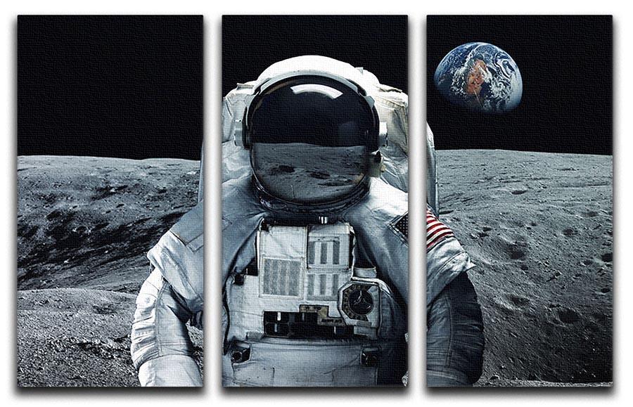 Astronaut at the moon 3 Split Panel Canvas Print - Canvas Art Rocks - 1