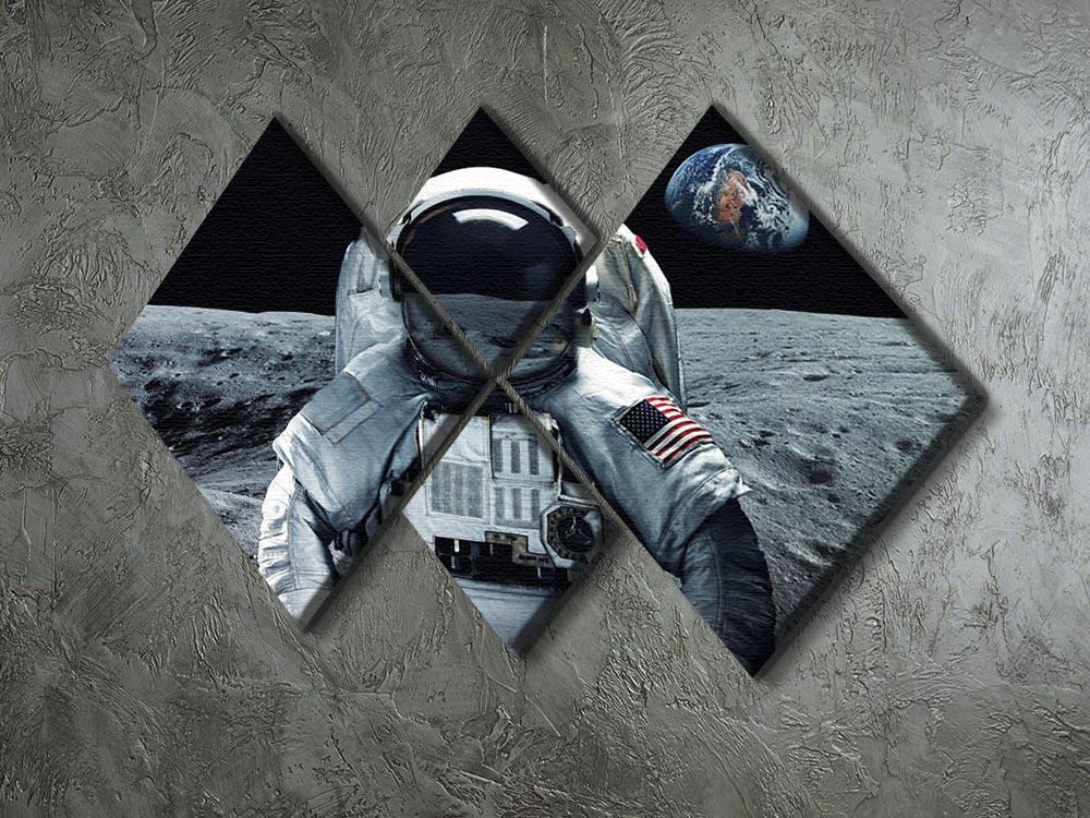 Astronaut at the moon 4 Square Multi Panel Canvas - Canvas Art Rocks - 2