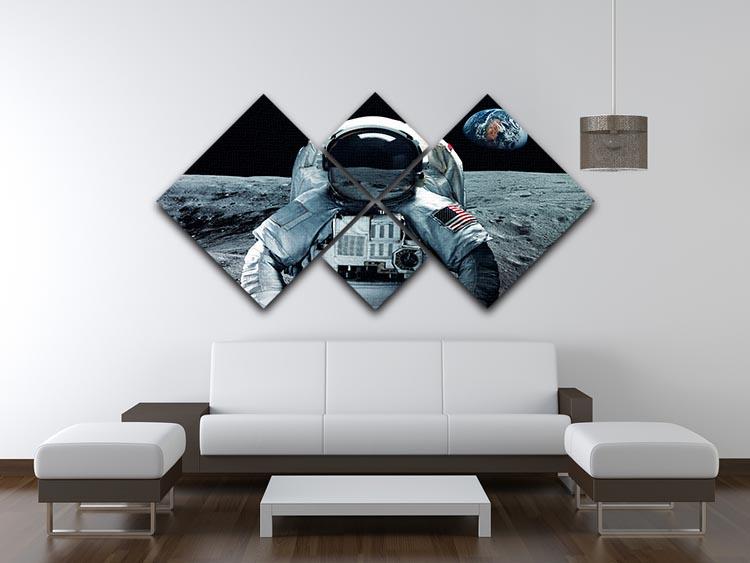Astronaut at the moon 4 Square Multi Panel Canvas - Canvas Art Rocks - 3