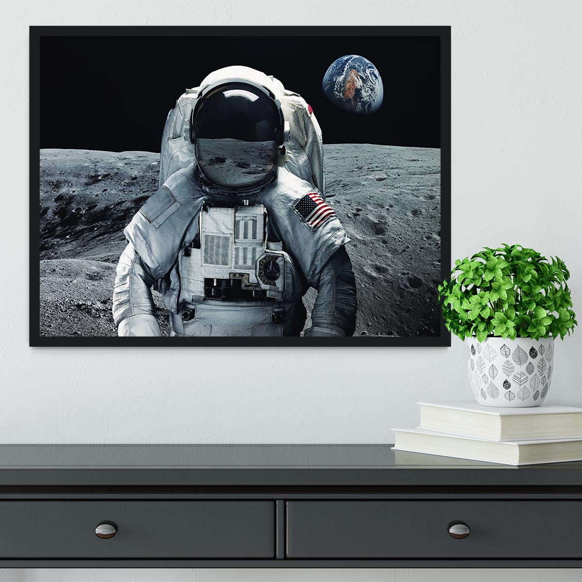 Astronaut at the moon Framed Print - Canvas Art Rocks - 2