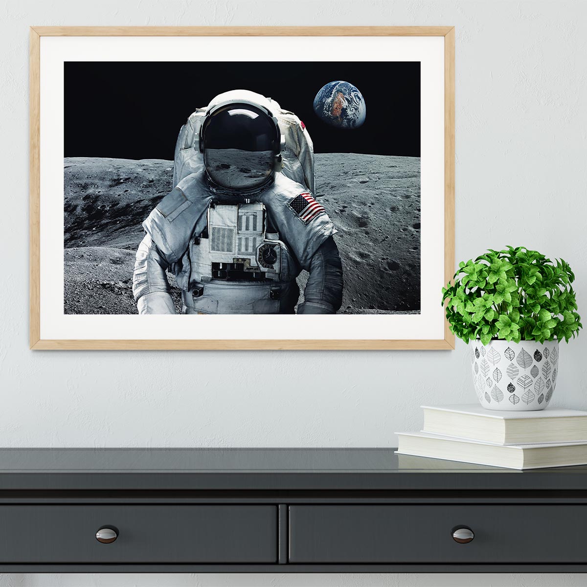 Astronaut at the moon Framed Print - Canvas Art Rocks - 3