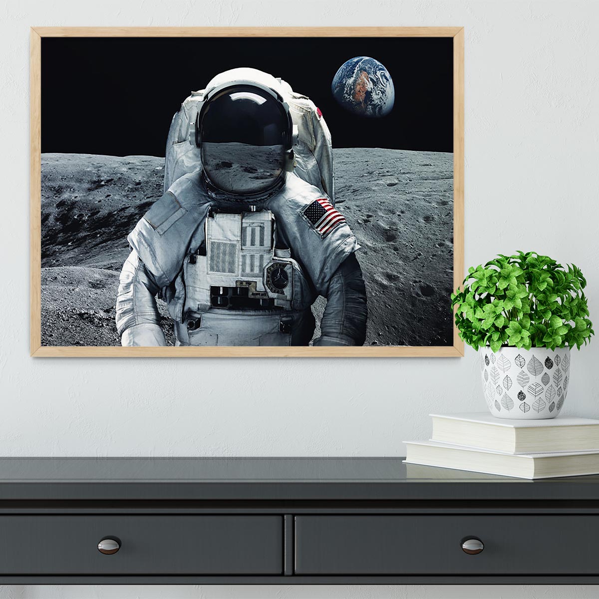 Astronaut at the moon Framed Print - Canvas Art Rocks - 4
