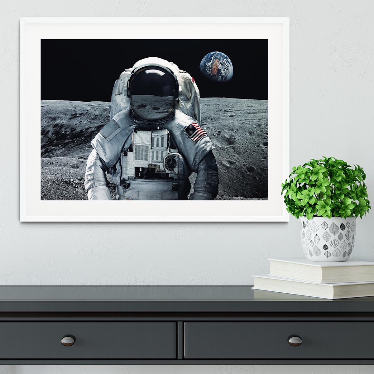 Astronaut at the moon Framed Print - Canvas Art Rocks - 5