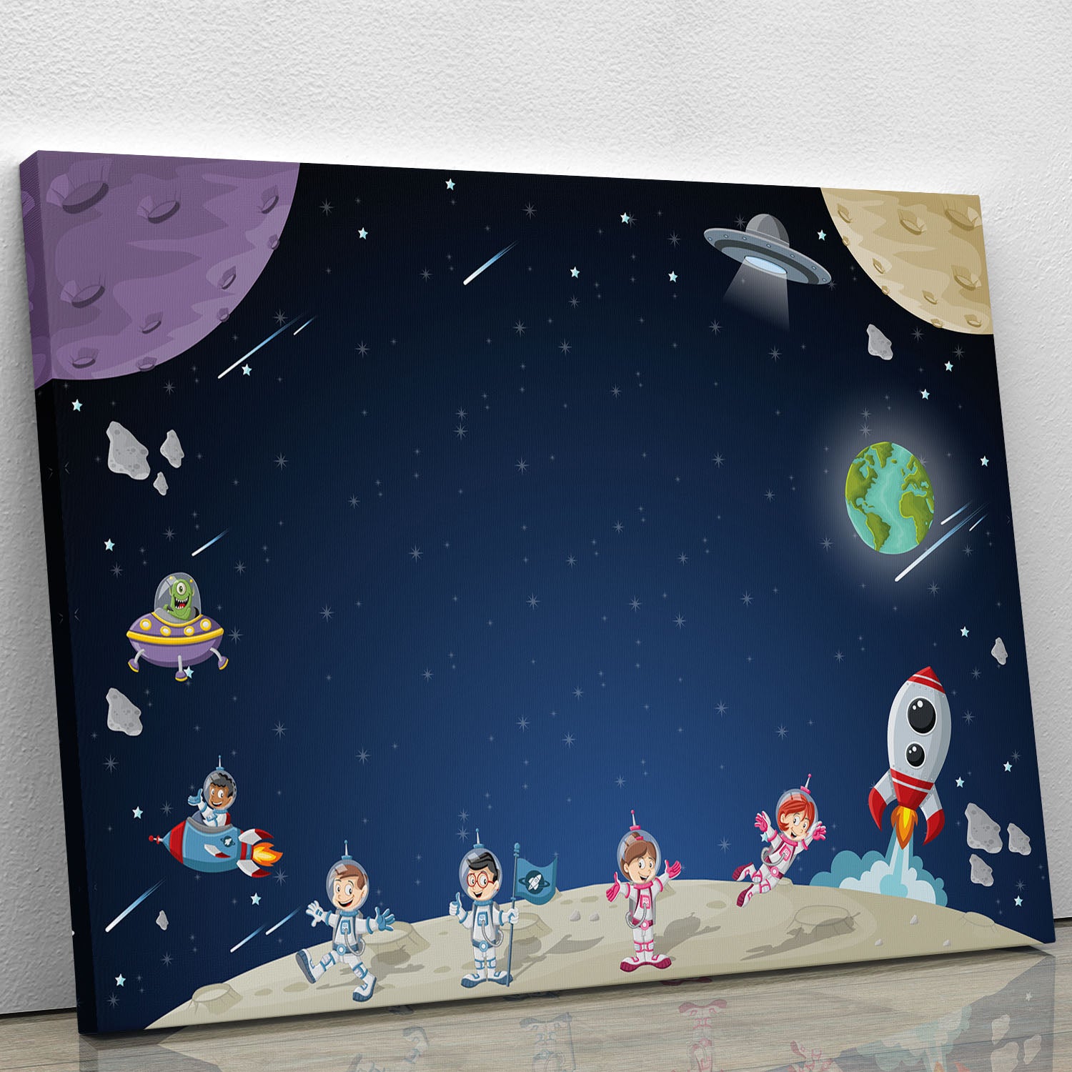 Astronaut cartoon characters Canvas Print or Poster - Canvas Art Rocks - 1