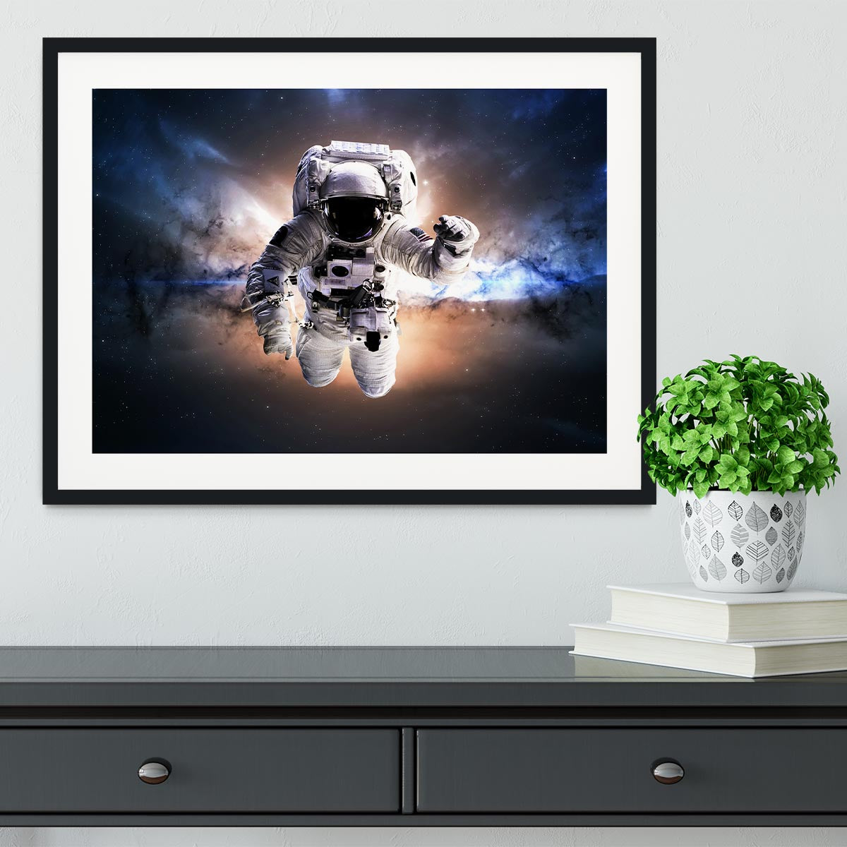 Astronaut in galaxy Framed Print - Canvas Art Rocks - 1