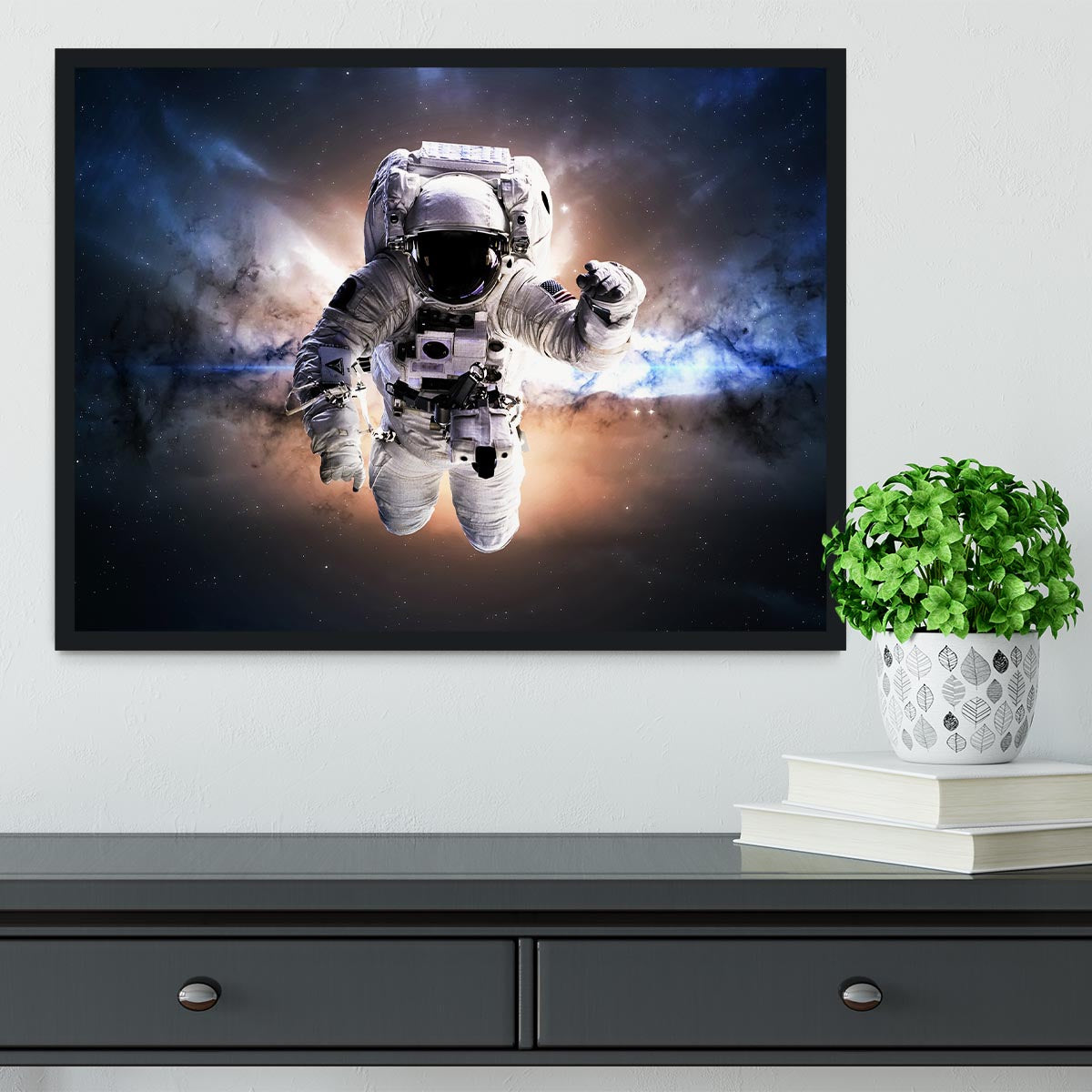 Astronaut in galaxy Framed Print - Canvas Art Rocks - 2
