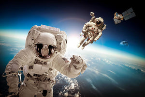 Astronaut in outer space Wall Mural Wallpaper - Canvas Art Rocks - 1