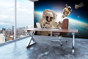Astronaut in outer space Wall Mural Wallpaper - Canvas Art Rocks - 3