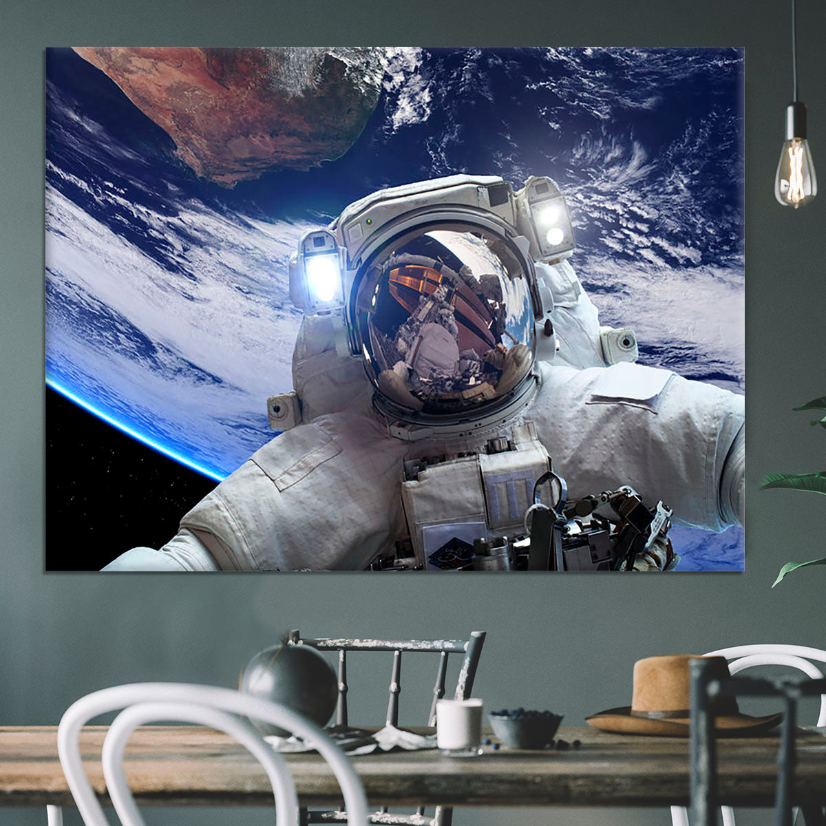 Astronaut in outer space against the backdrop Canvas Print or Poster - Canvas Art Rocks - 3