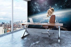 Astronaut in outer space planet earth Wall Mural Wallpaper - Canvas Art Rocks - 3