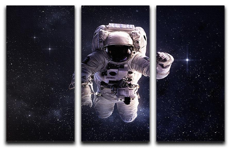 Astronaut in outer space with stars 3 Split Panel Canvas Print - Canvas Art Rocks - 1