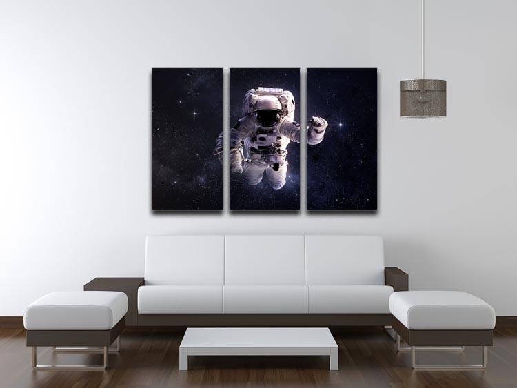 Astronaut in outer space with stars 3 Split Panel Canvas Print - Canvas Art Rocks - 3