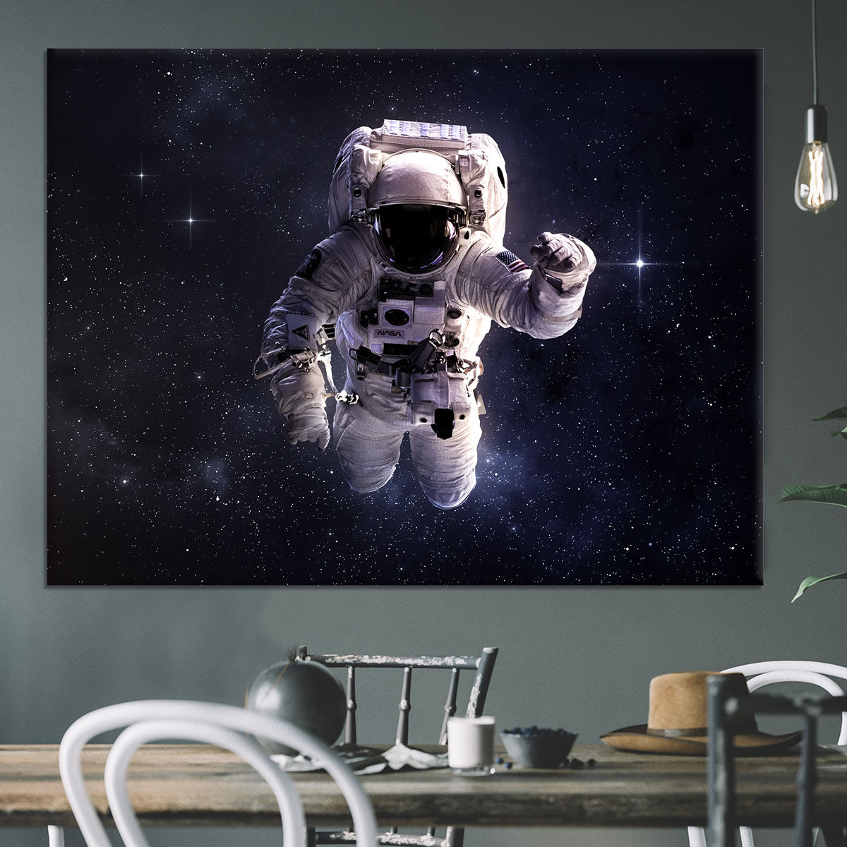 Astronaut in outer space with stars Canvas Print or Poster - Canvas Art Rocks - 3