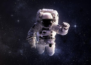 Astronaut in outer space with stars Wall Mural Wallpaper - Canvas Art Rocks - 1