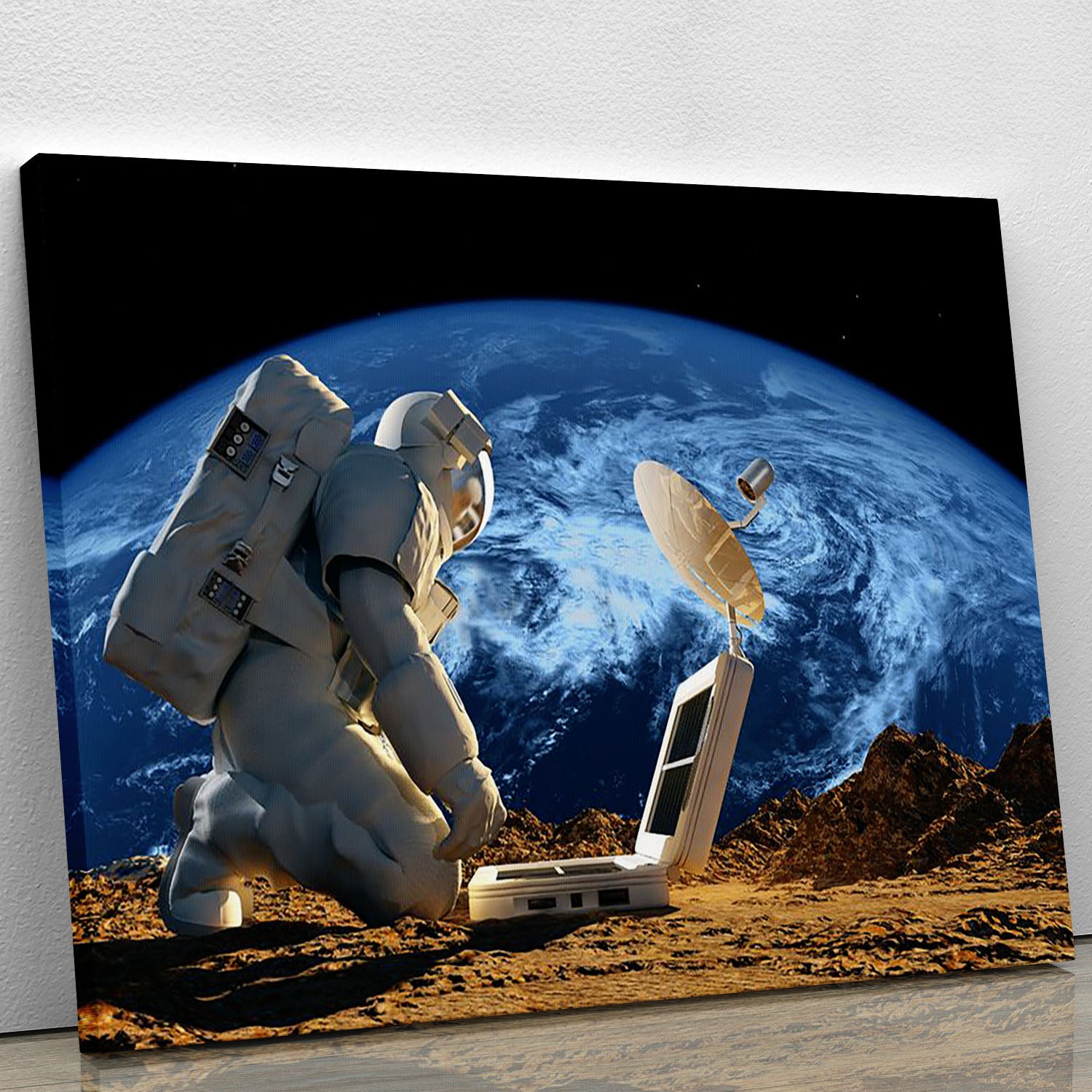 Astronaut working on the Moon Canvas Print or Poster - Canvas Art Rocks - 1