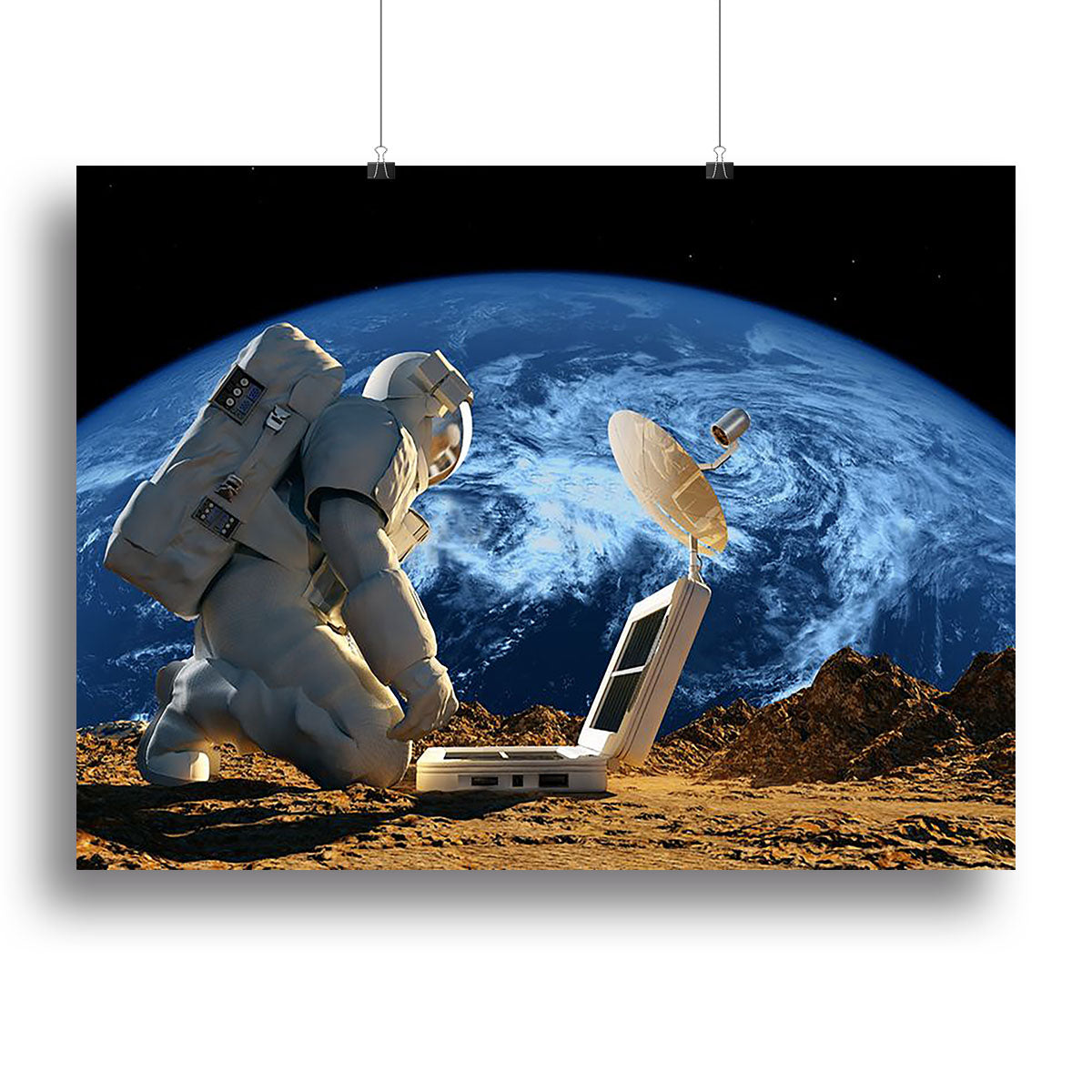 Astronaut working on the Moon Canvas Print or Poster - Canvas Art Rocks - 2