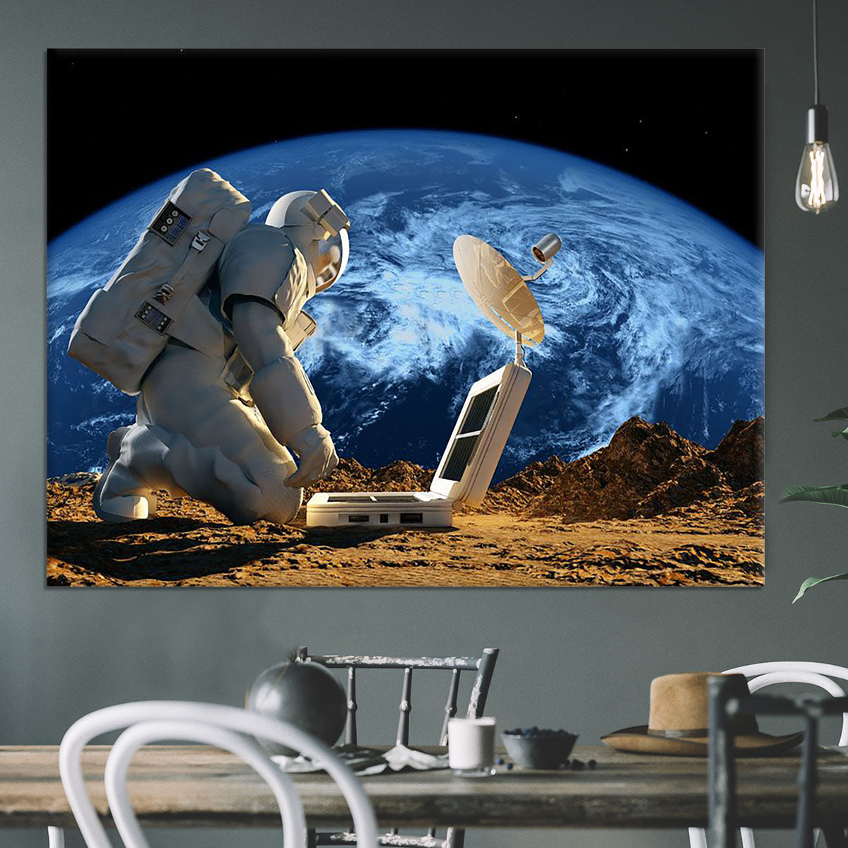 Astronaut working on the Moon Canvas Print or Poster - Canvas Art Rocks - 3