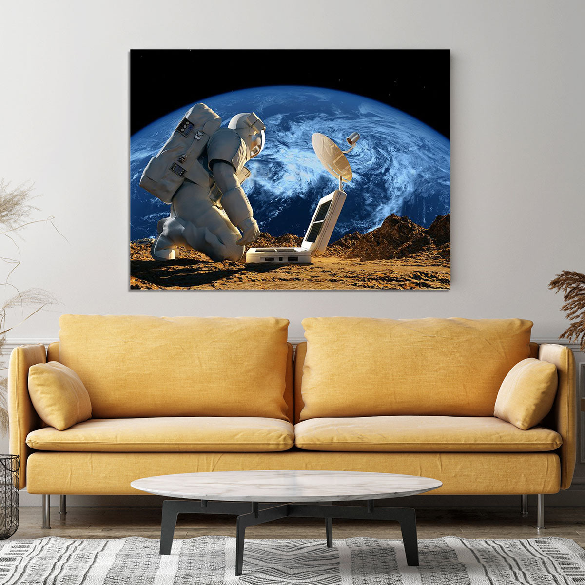Astronaut working on the Moon Canvas Print or Poster - Canvas Art Rocks - 4