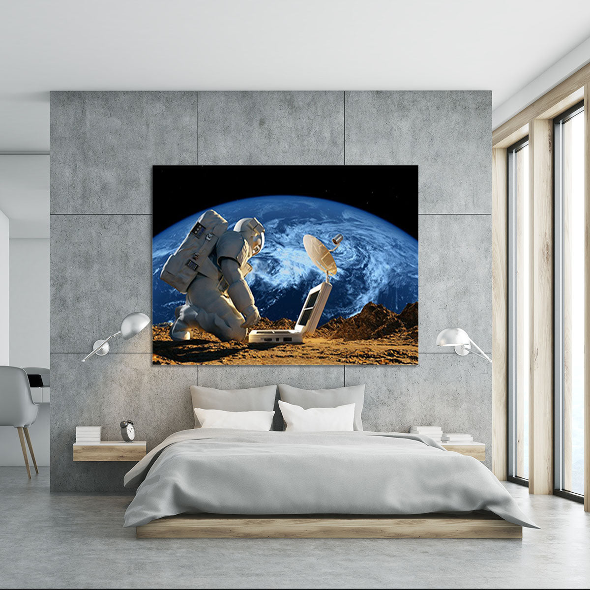 Astronaut working on the Moon Canvas Print or Poster - Canvas Art Rocks - 5