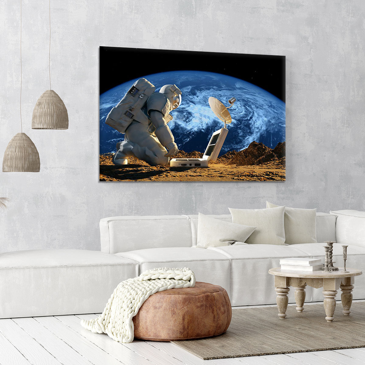 Astronaut working on the Moon Canvas Print or Poster - Canvas Art Rocks - 6