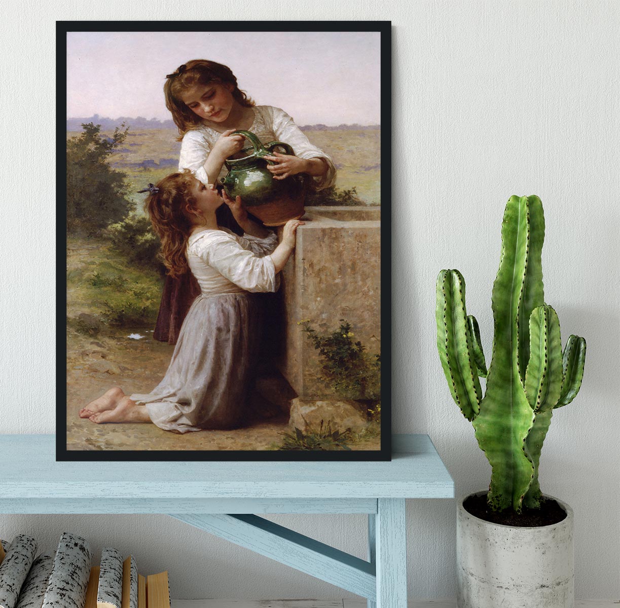 At The Fountain By Bouguereau Framed Print - Canvas Art Rocks - 2