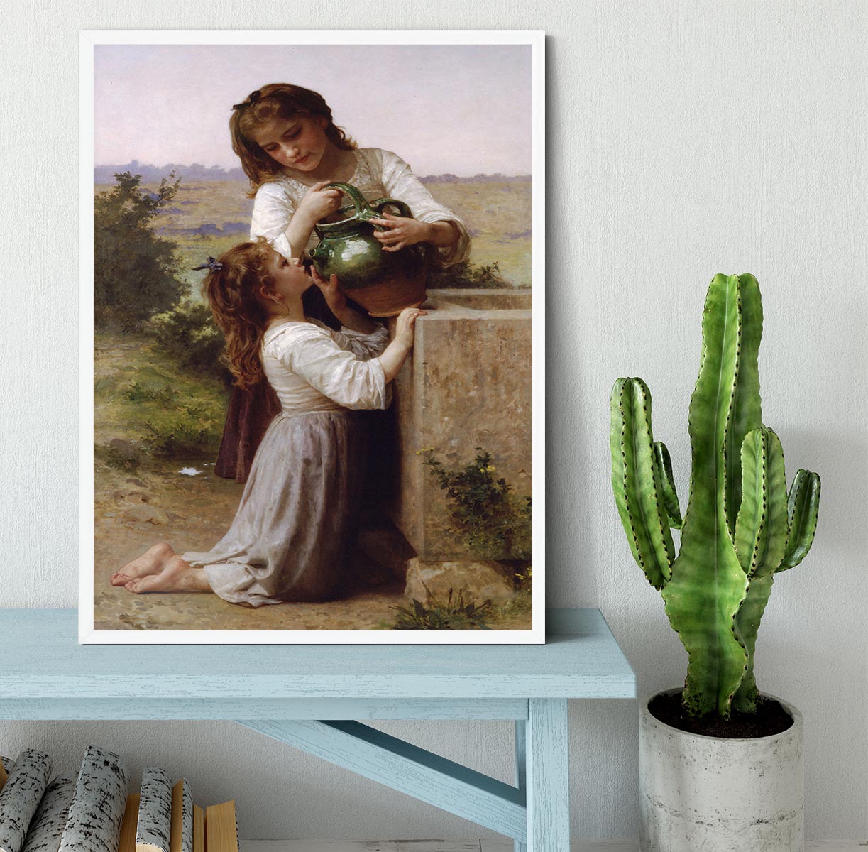 At The Fountain By Bouguereau Framed Print - Canvas Art Rocks -6
