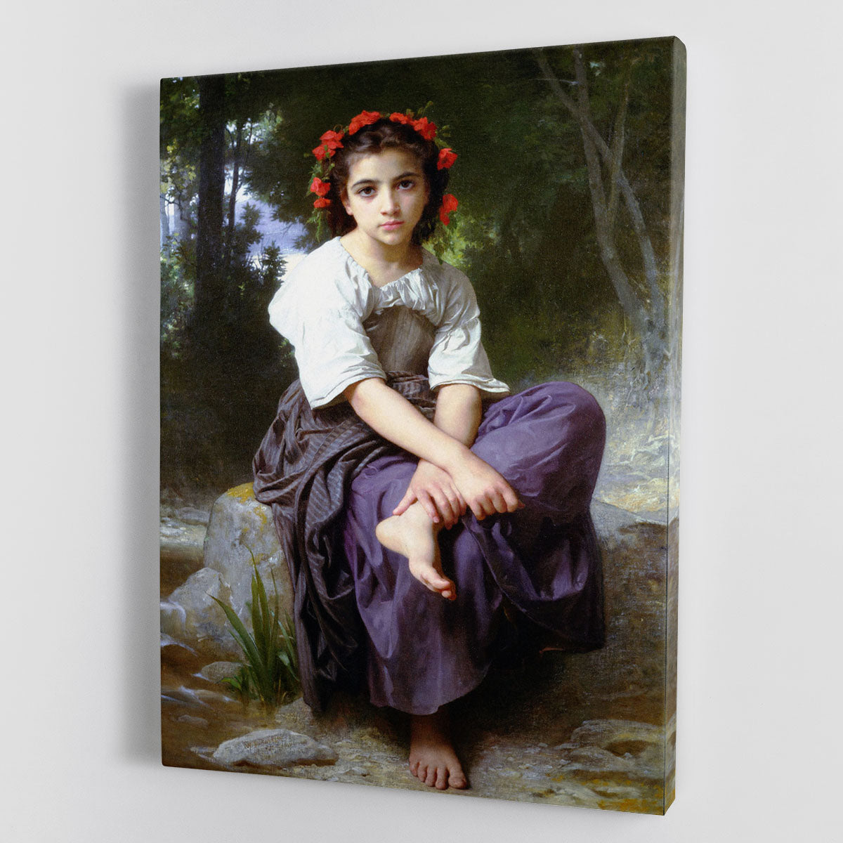 At the Edge of the Brook 2 By Bouguereau Canvas Print or Poster - Canvas Art Rocks - 1
