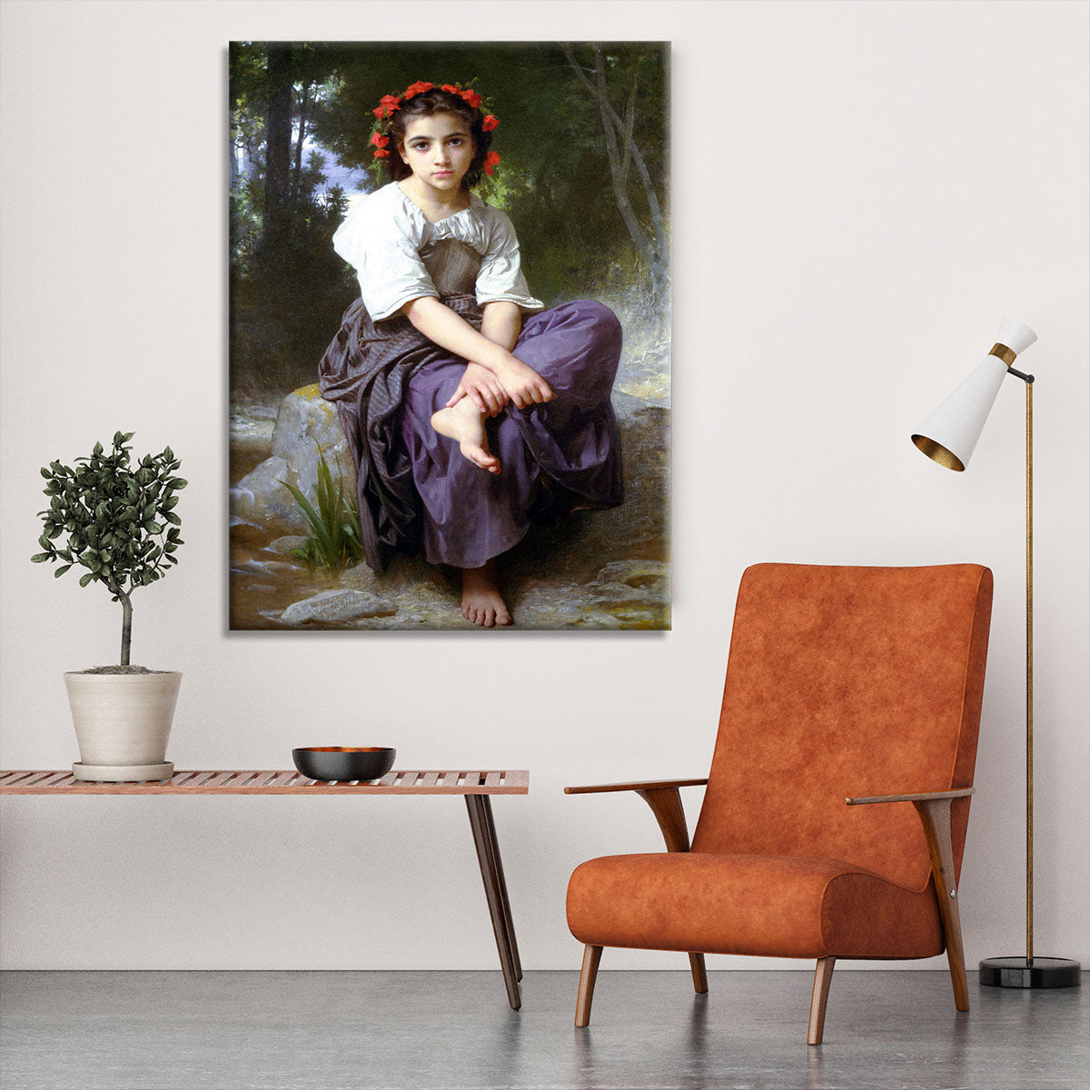 At the Edge of the Brook 2 By Bouguereau Canvas Print or Poster - Canvas Art Rocks - 6
