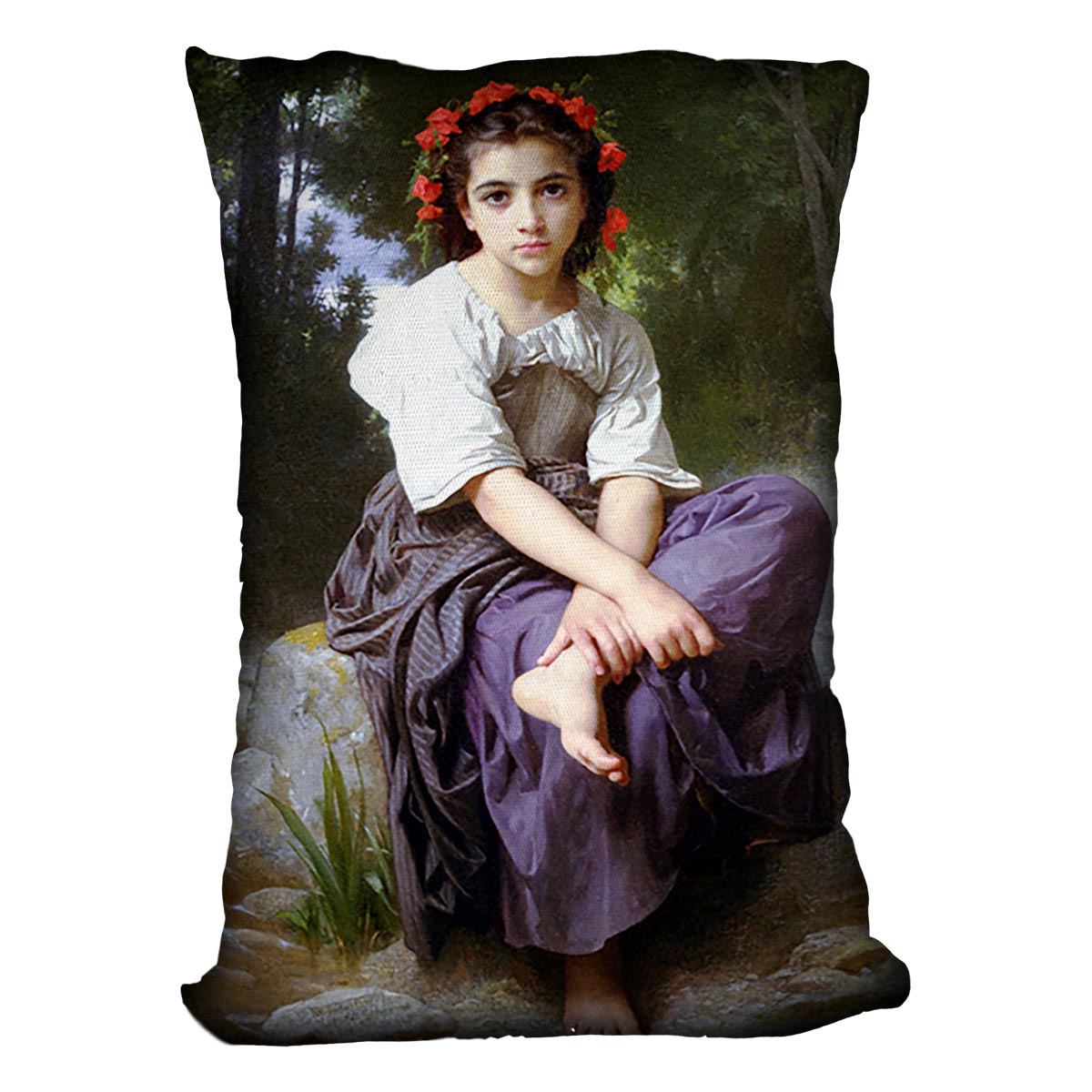 At the Edge of the Brook 2 By Bouguereau Cushion